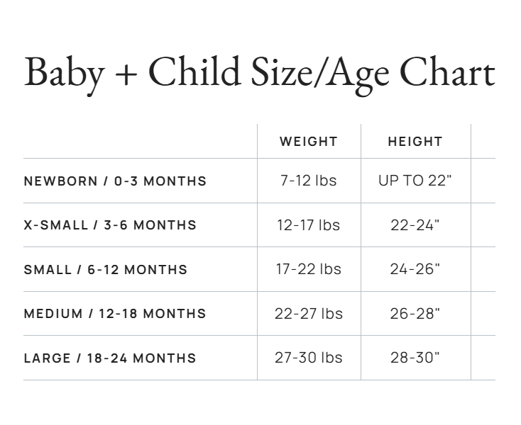 Product size guide