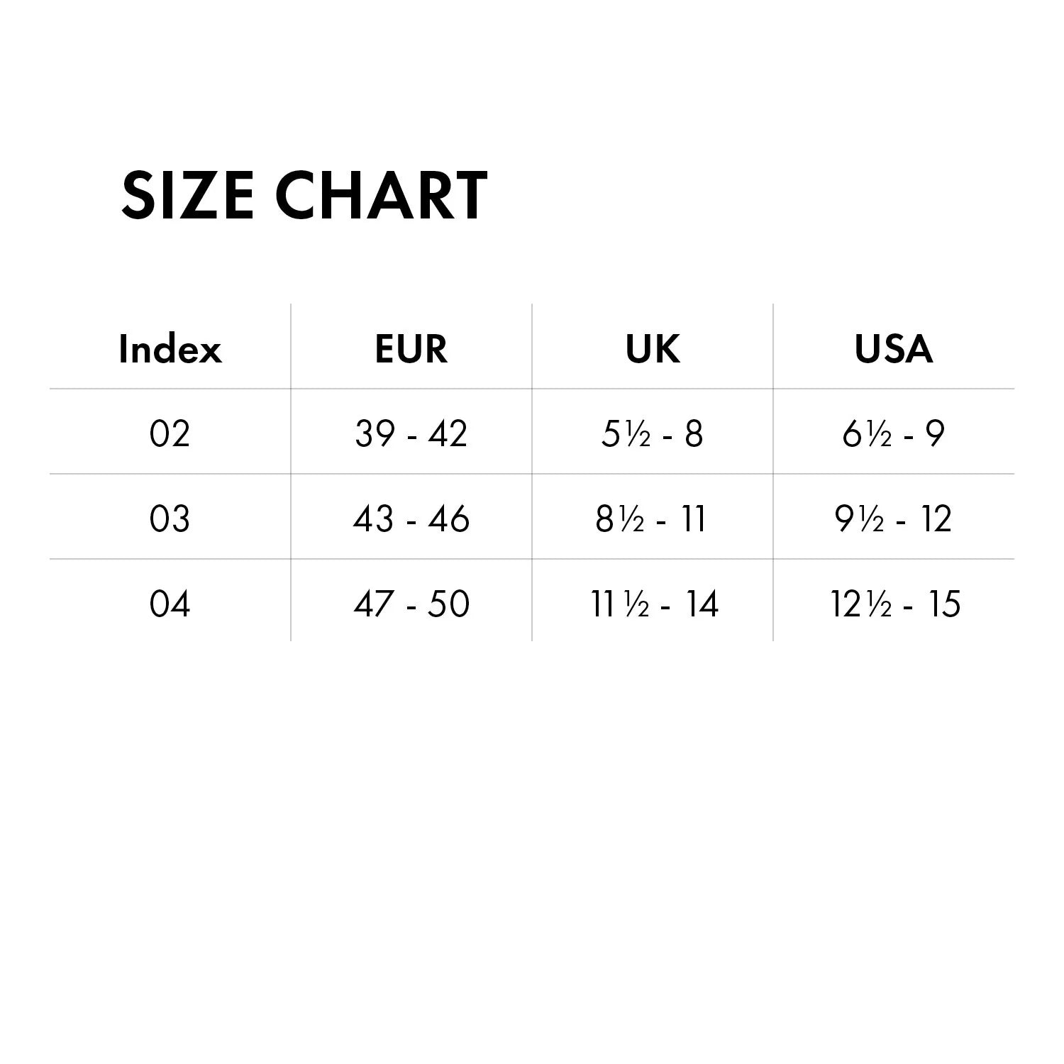 Product size guide