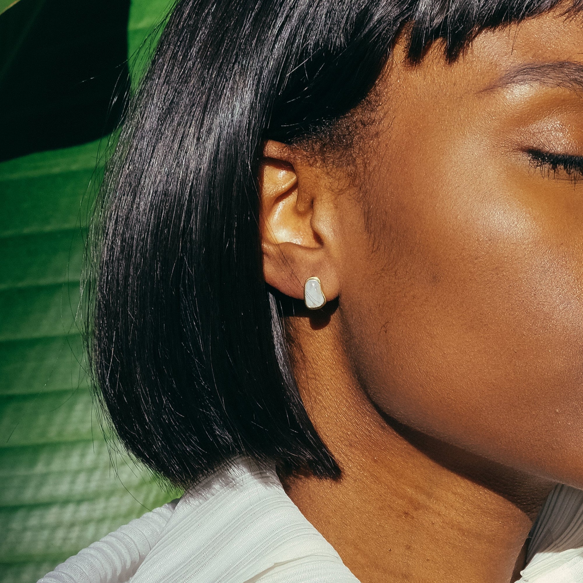 Nugget Earrings | 18K Gold Plated | Moonstone