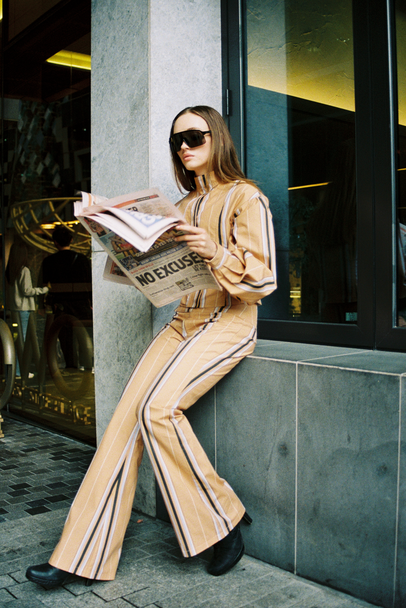 Tilly Cotton Trouser | Camel Striped