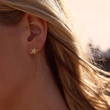 Mini Starfish Earrings | Clear Crystal | 14K Gold Plated