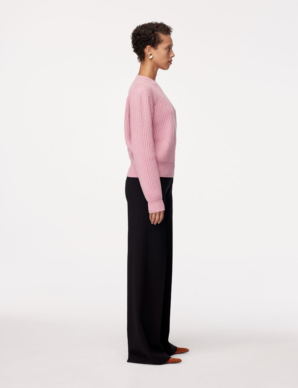 Another Tomorrow Cashmere Ribbed Sweater in Orchid – Cashmere Women's Knitwear