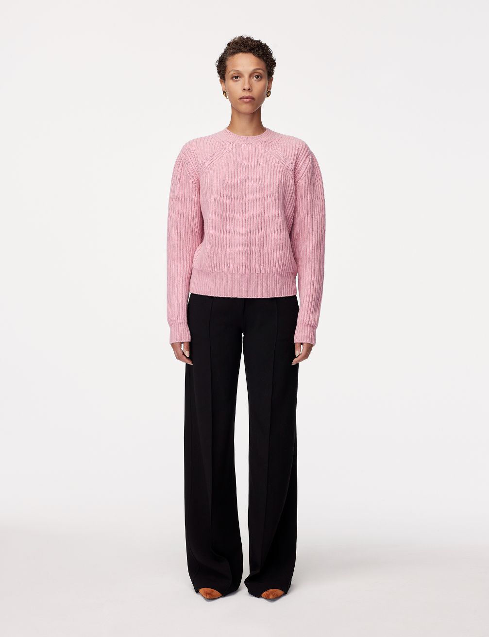 Another Tomorrow Cashmere Ribbed Sweater in Orchid – Cashmere Women's Knitwear