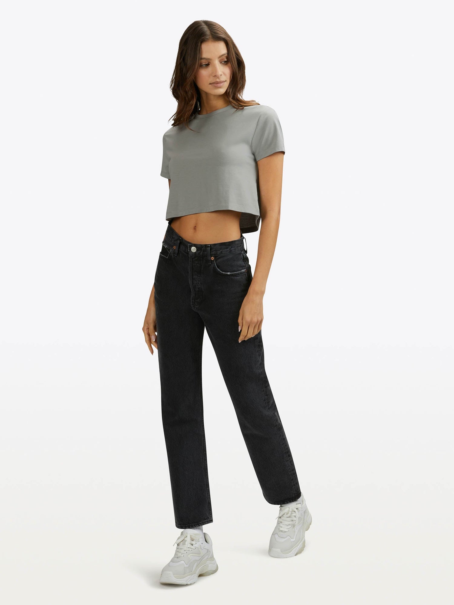 Womens | Almost Friday Cropped Tee - Classic-Fit PYCA Pro | Haze