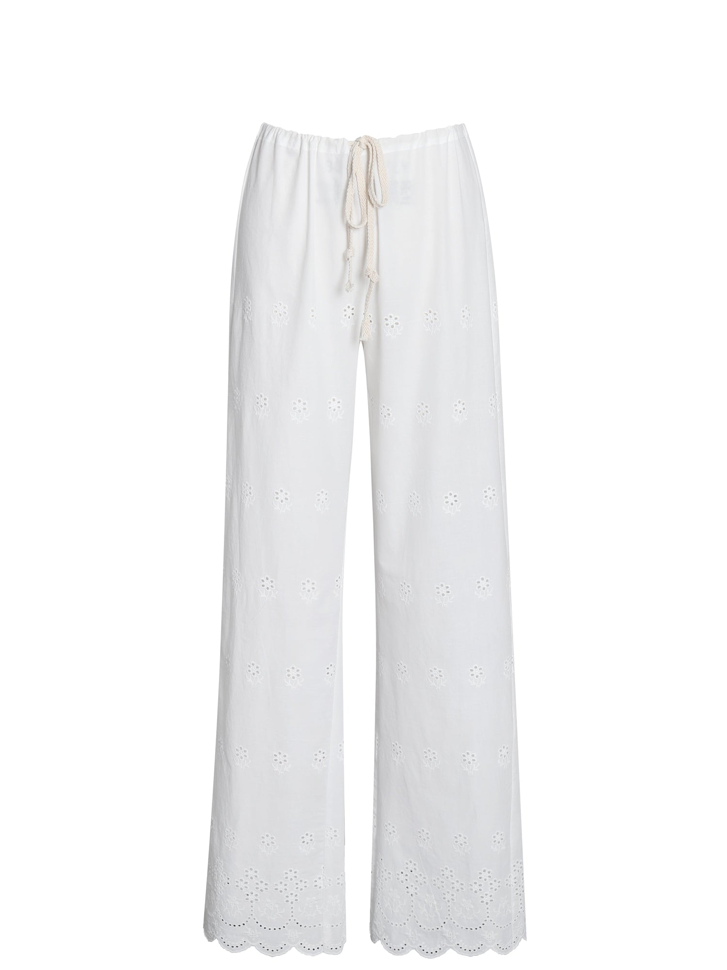 Raina Cotton Eyelet Straight Pants | White