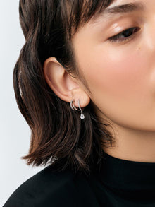 Ana Luisa Jewelry Earrings Small Hoops Delicate Huggie Hoops Elise Silver Rhodium-new1