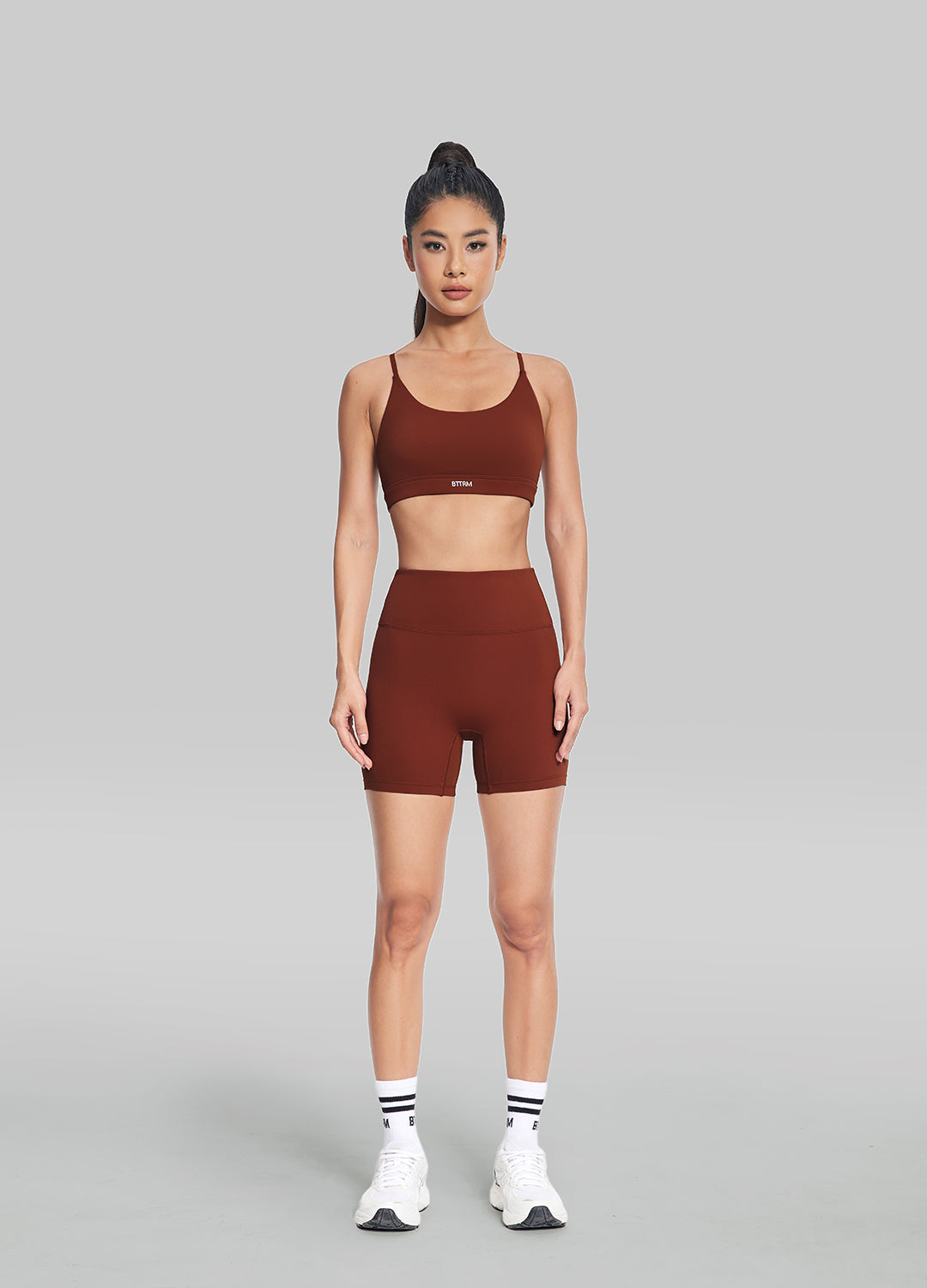High-Waisted Impact Mesh Shorts | Rust Brown
