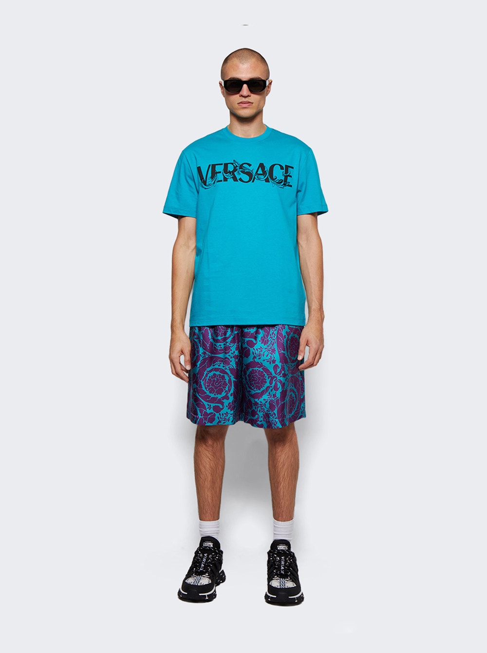 Men | Versace | Barocco Silhouette Logo T-shirt | Turquoise
