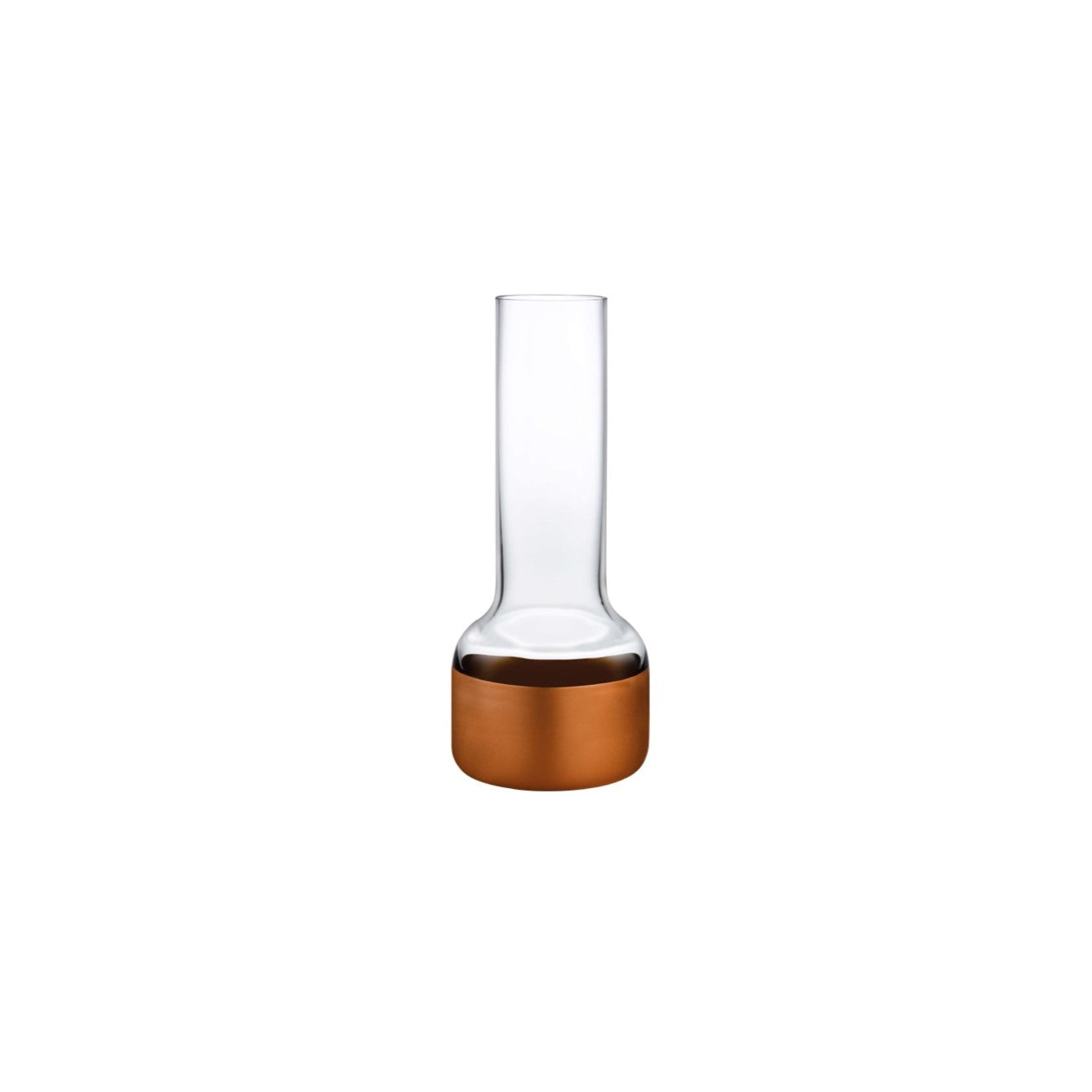 Contour Bud Vase With Top And Copper Base | Clear Crystal/Copper