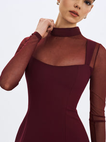 Natasha Faux Two-Piece Turtleneck Mini Dress | Burgundy