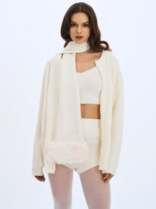 Selma Wool-Blend Ribbed Knit Scarf | White