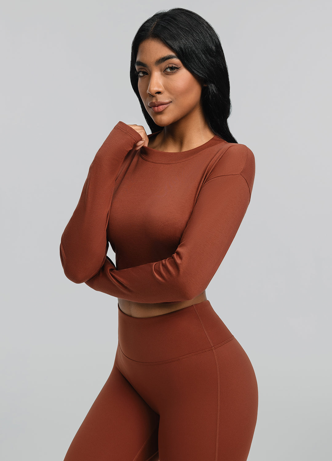 Cropped Long Sleeve | Rust Brown