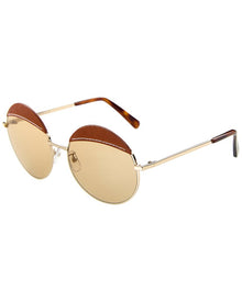 Loewe | Womens | LW40007U 56mm Sunglasses | Gold/Brown Leather | Brown Lens