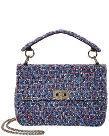 Valentino | Womens | Rockstud Spike Medium Tweed Shoulder Bag | Blue