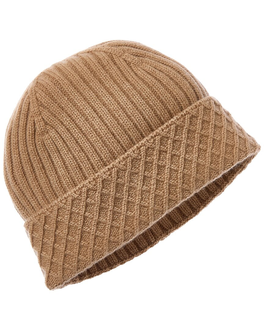 Bruno Magli | Unisex | Diamond Cuff Rib Cashmere Beanie | Brown