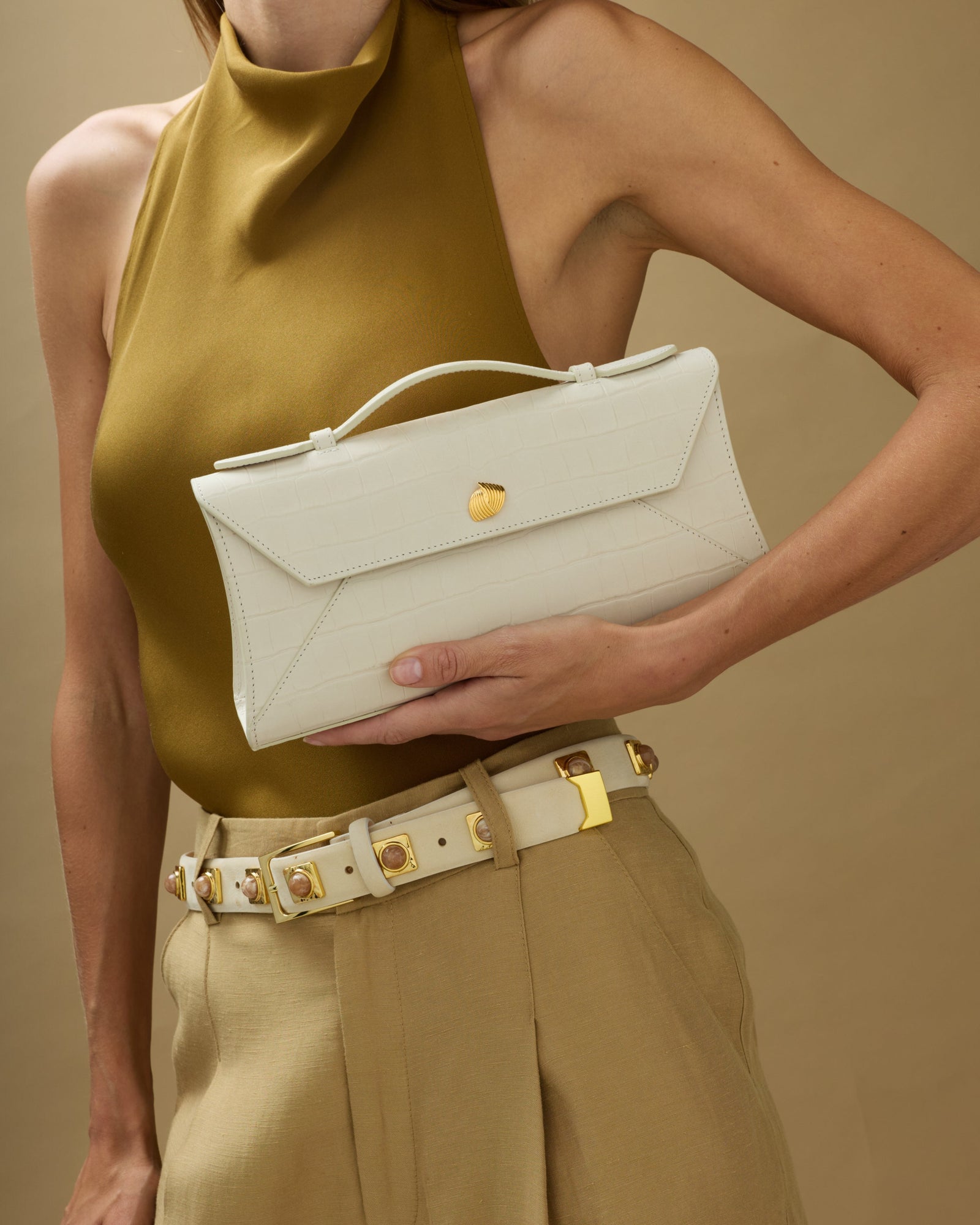 Cassandra Clutch | Cream Croc