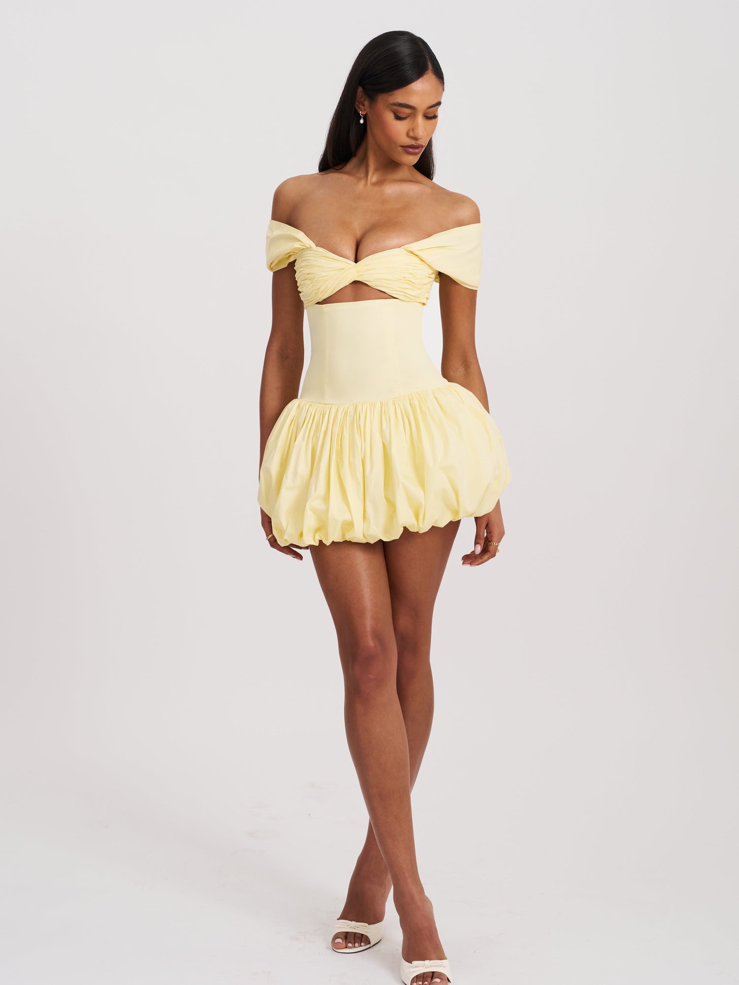 Umika Bubble Hem Mini Dress | Butter Yellow