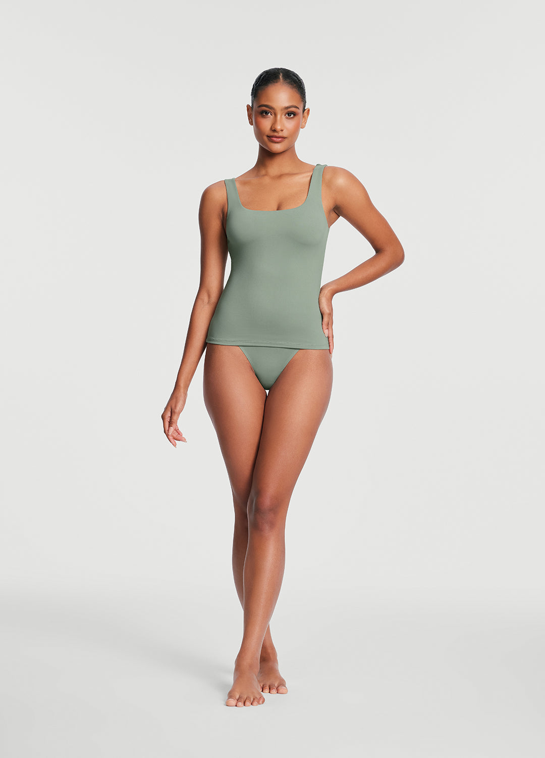 Square Neck Tank Top | Sage Green