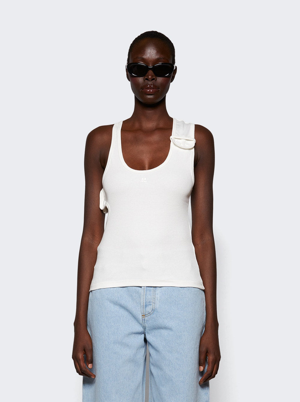 Women | Courrèges | Double Buckle 90's Rib Tank Top Heritage | White