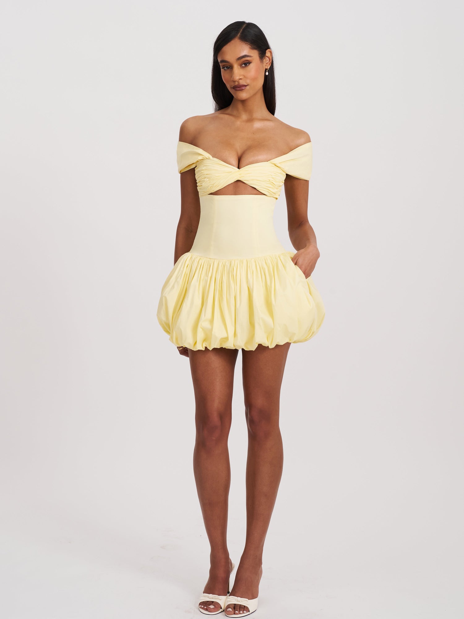 Umika Bubble Hem Mini Dress | Butter Yellow