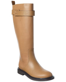 Tory Burch | Womens | Double T Leather Utility Boot | Brown