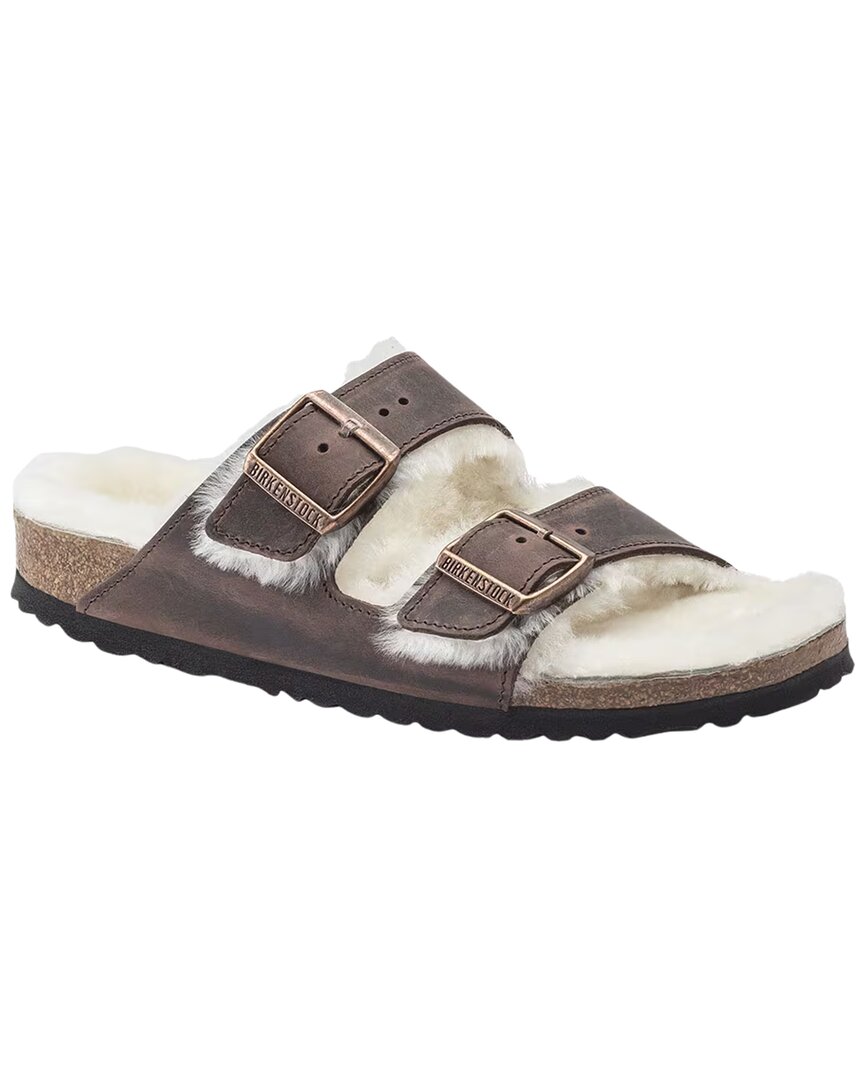 Birkenstock | Womens | Arizona Shearling Leather Sandal | Brown