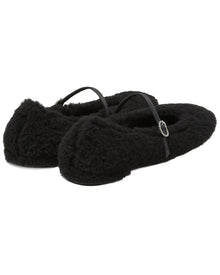 Stuart Weitzman | Womens | Lennox Shearling Flat | Black