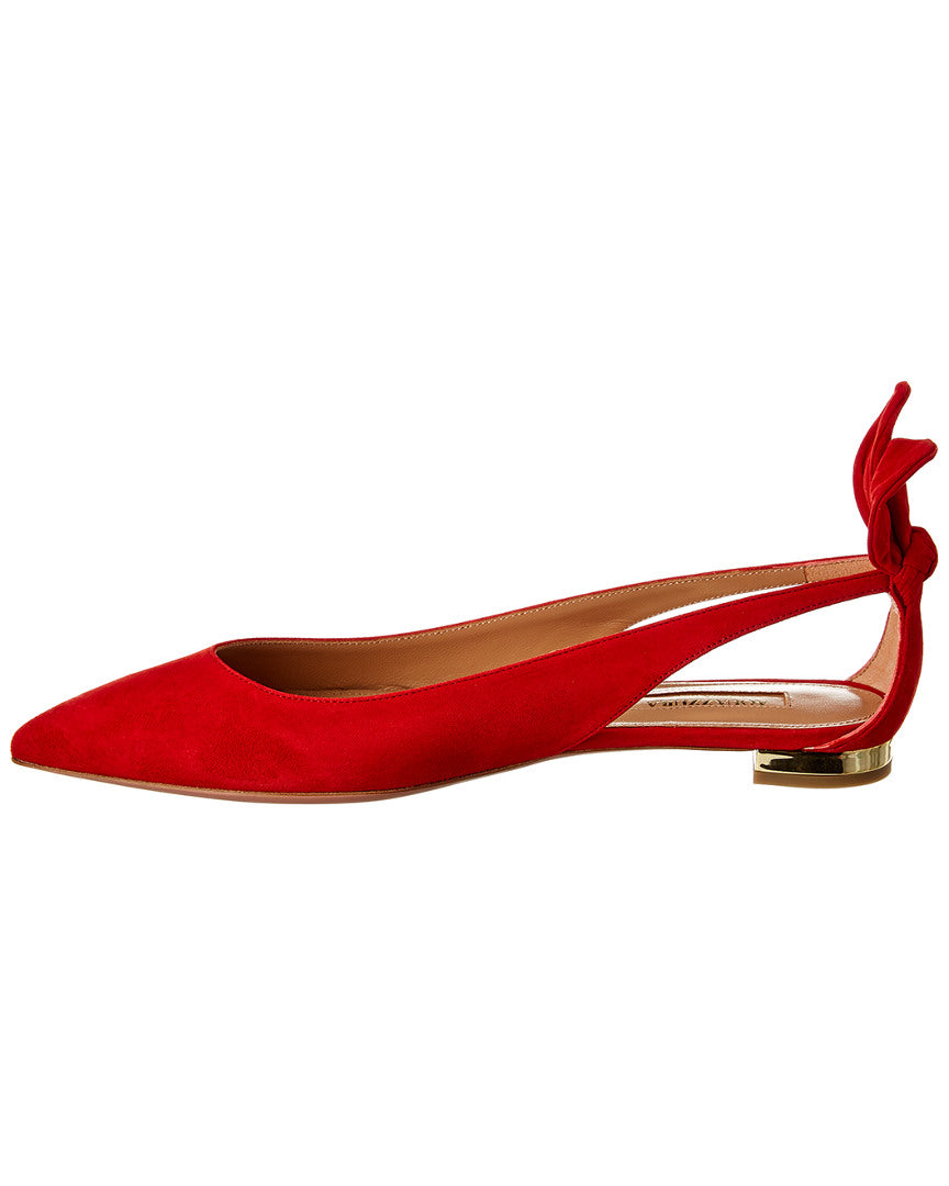 Aquazzura | Womens | Deneuve Suede Flat | Red