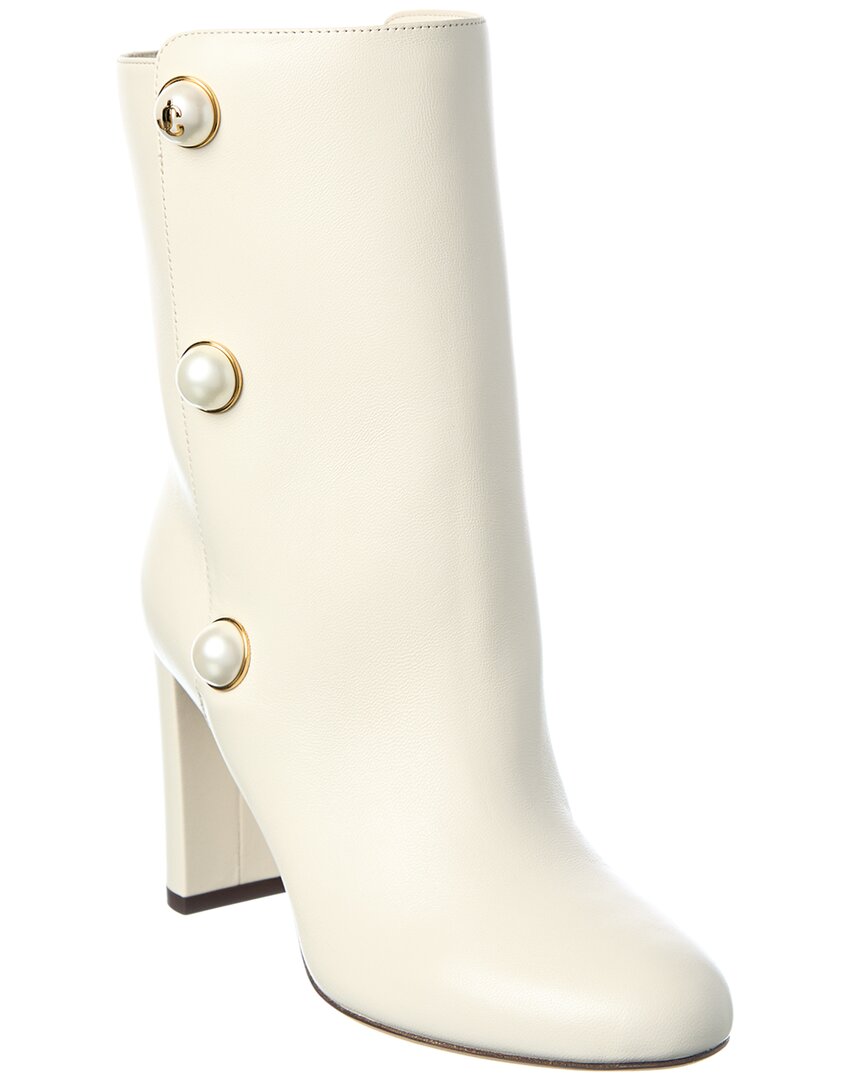 Jimmy Choo | Womens | Rina 85 Leather Boot | White