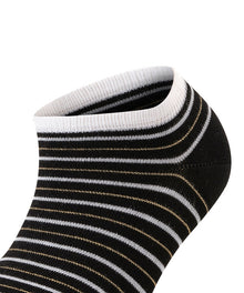 Womens | Stripe Shimmer Sneaker Socks | Black
