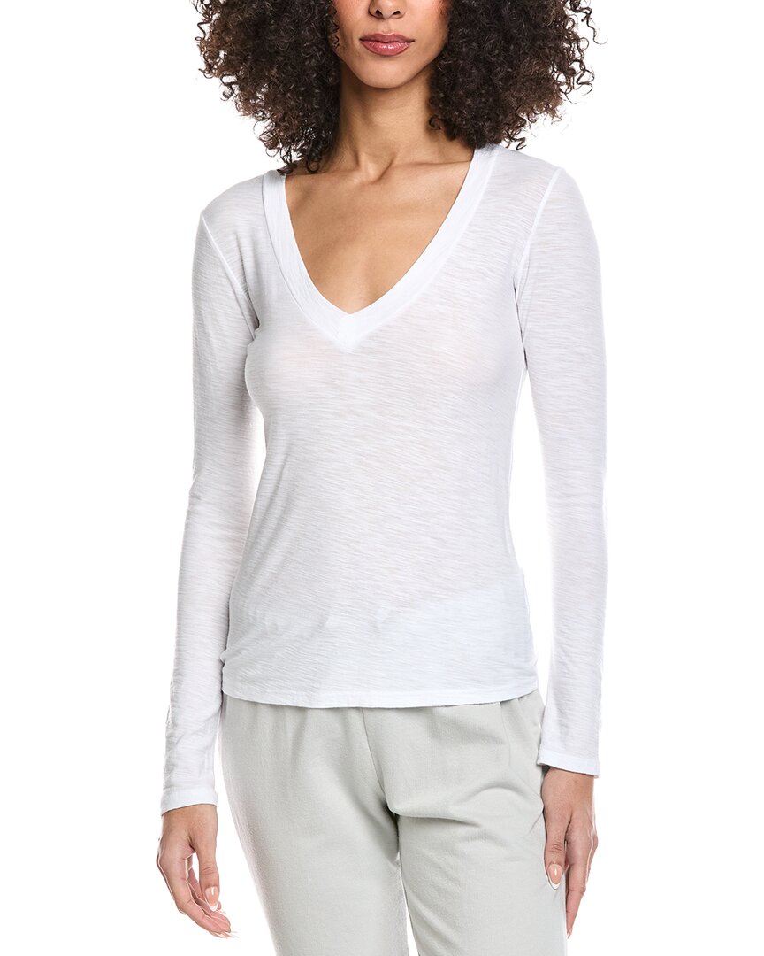 James Perse | Womens | Deep V-Neck Top | White