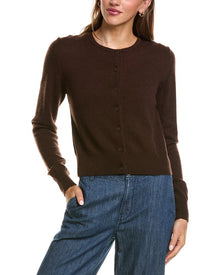 Forte Cashmere | Womens | Basic Cropped Button 100% Cashmere Cardigan | Brown