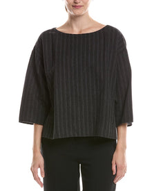 EILEEN FISHER | Womens | Bateau Neck Box Top | Black