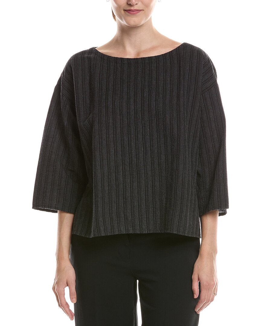 EILEEN FISHER | Womens | Bateau Neck Box Top | Black