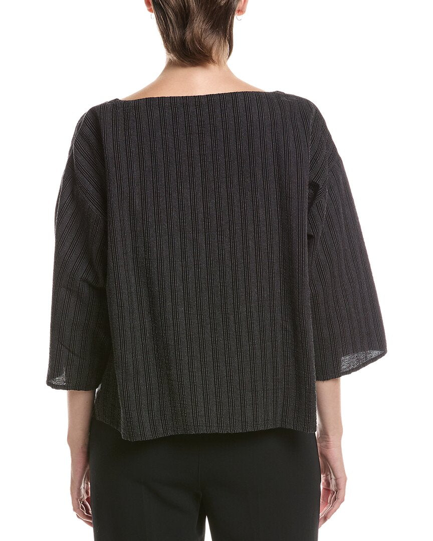 EILEEN FISHER | Womens | Bateau Neck Box Top | Black