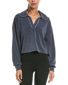Sweaty Betty | Womens | Sand Wash Crop Henley Sweatshirt | Navy