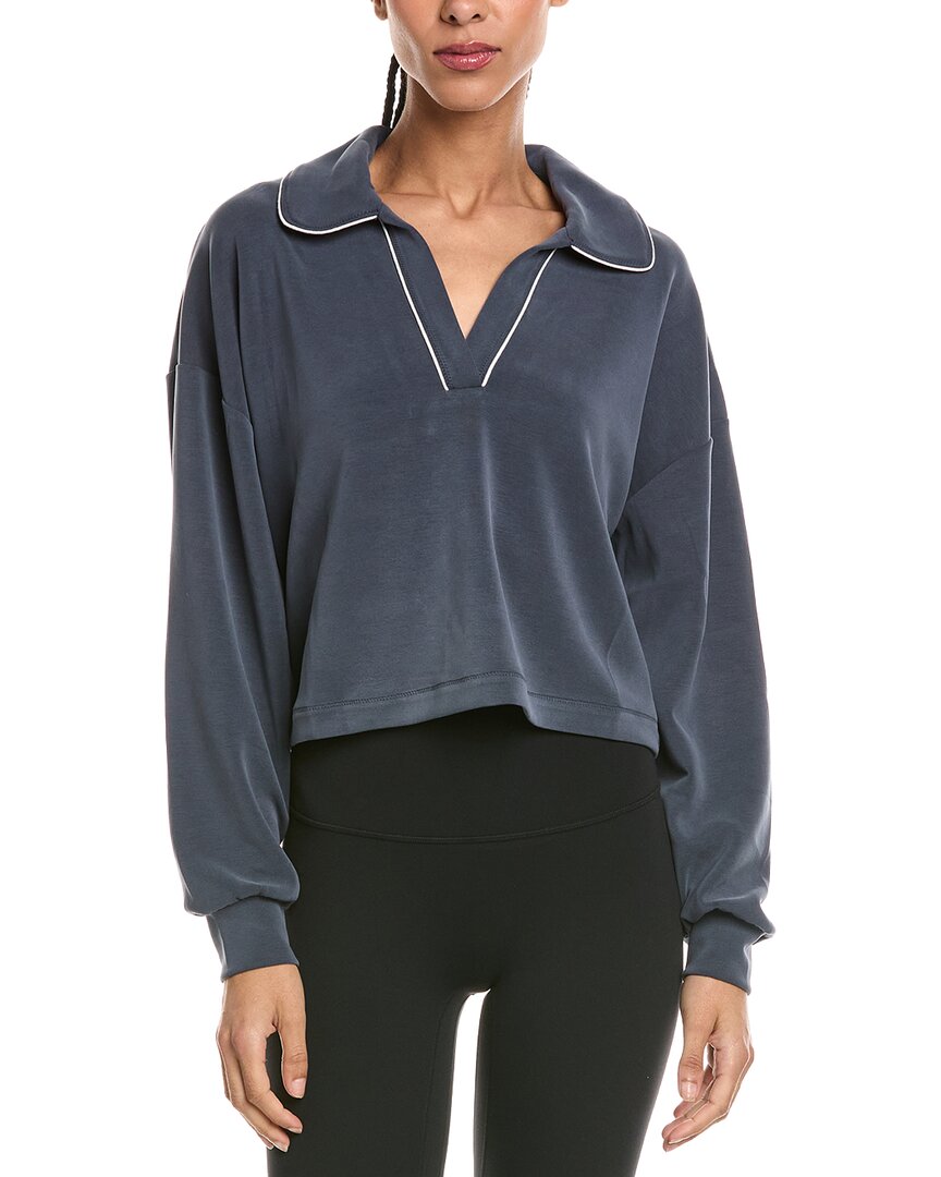 Sweaty Betty | Womens | Sand Wash Crop Henley Sweatshirt | Navy