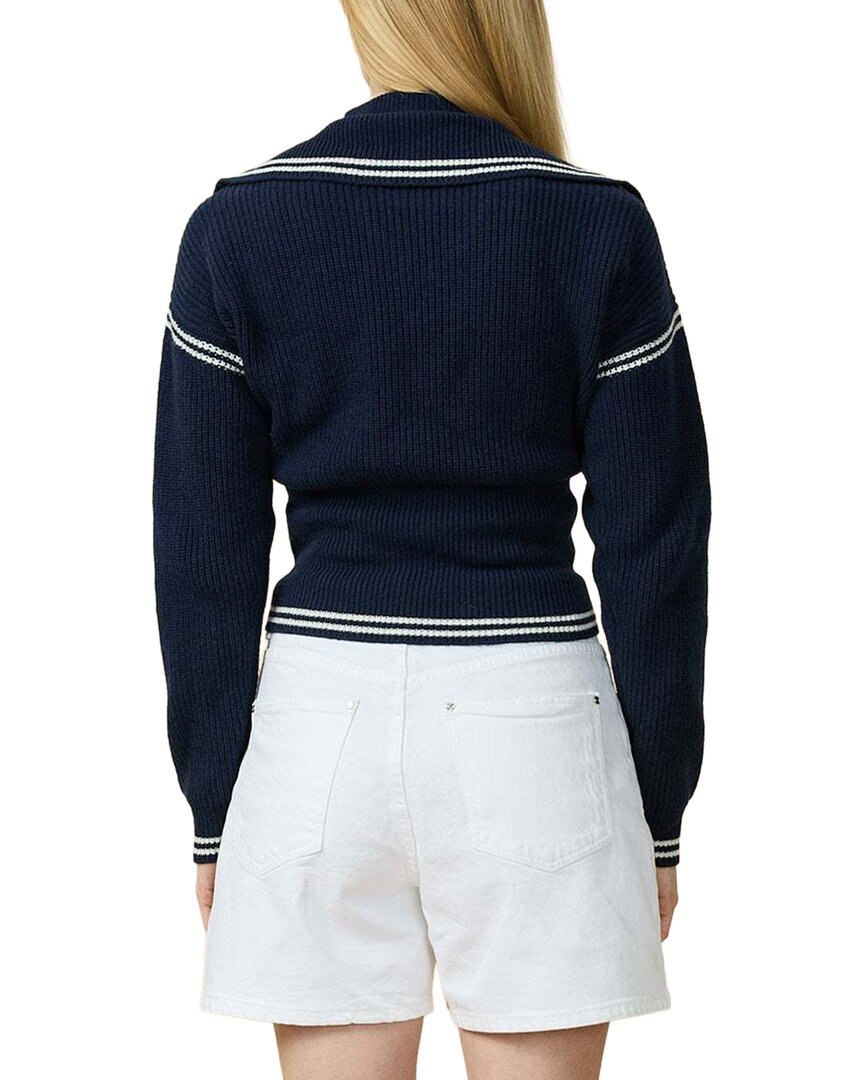 Rowing Blazers | Womens | Double Collar 1/4-Zip Wool-Blend Pullover | Navy