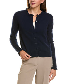 sofiacashmere | Womens | Sofia Cashmere Ruffle Cashmere-Blend Cardigan | Navy