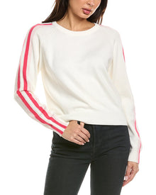 Brodie Cashmere | Womens | Varsity Crewneck Cashmere-Blend Sweater | White