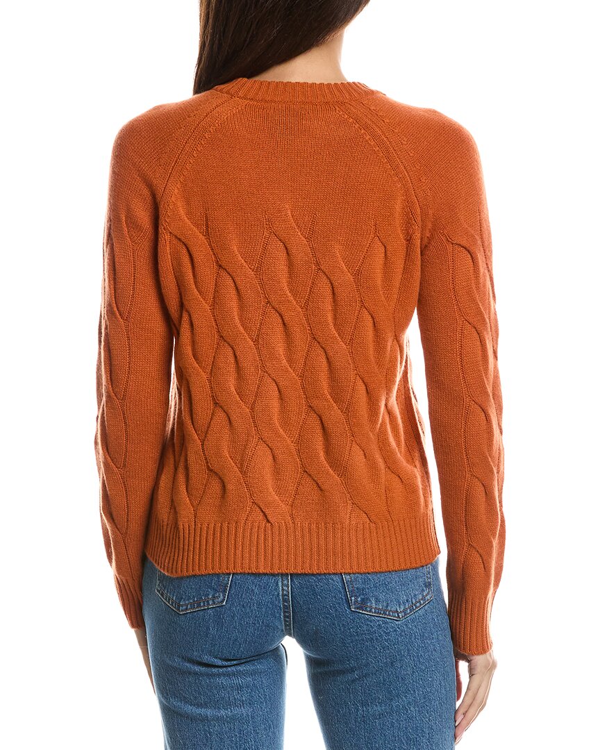 Forte Cashmere | Womens | Wandering Cable Crewneck 100% Cashmere Sweater | Brandy