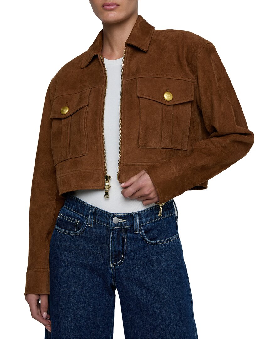 L'AGENCE | Womens | Micah Oversized Collared Suede Jacket | Brown