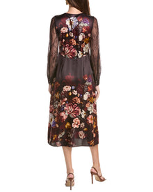 Johnny Was | Womens | Micaela Silk-Blend Midi Dress | Brown