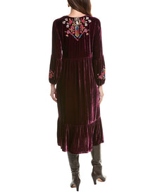 Johnny Was | Womens | Velvet Bishop Sleeve Silk-Blend Maxi Dress | Purple