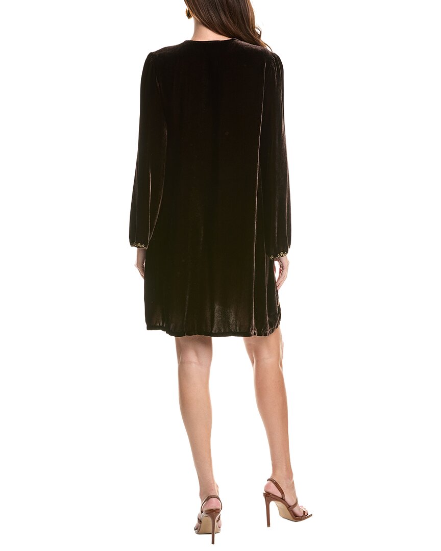 Johnny Was | Womens | Kimono Sleeve Relaxed Silk-Blend Mini Dress | Brown