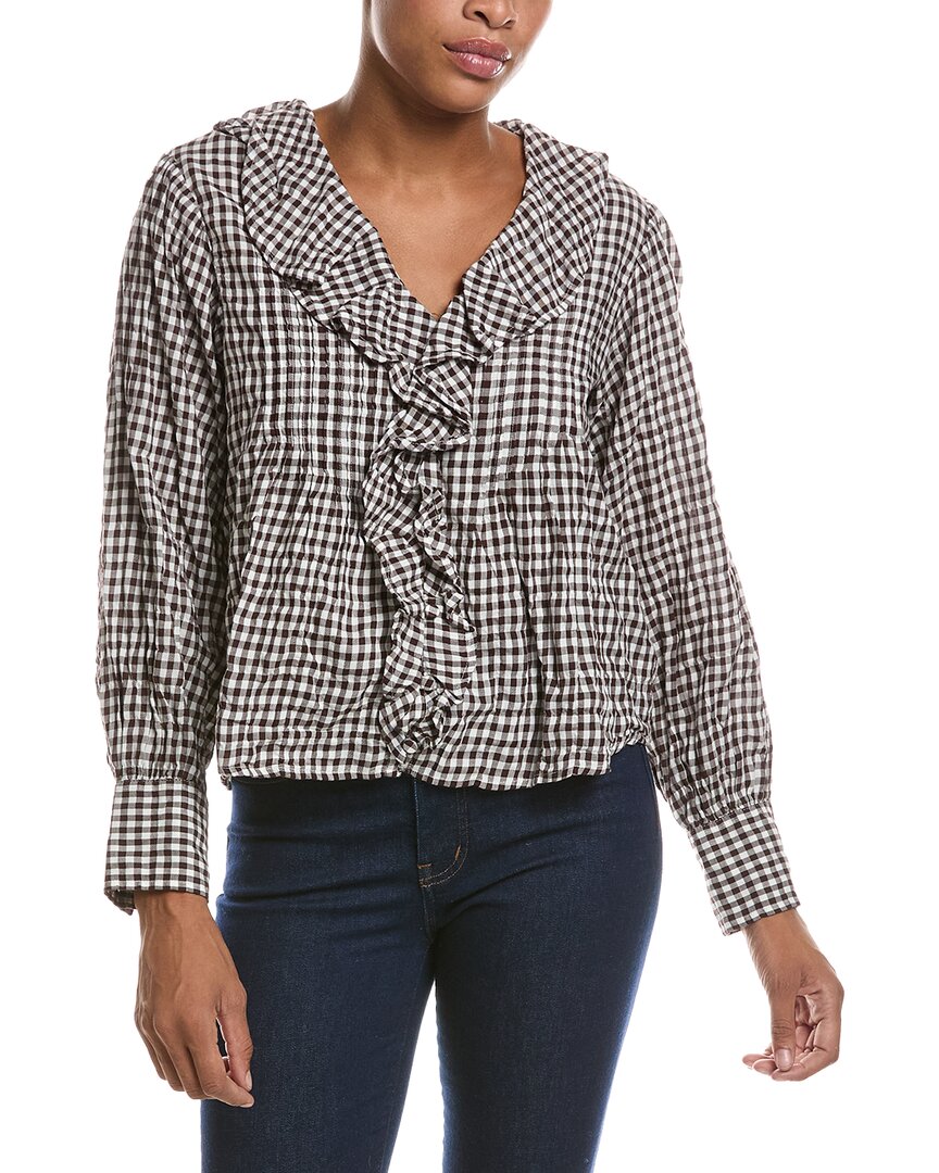 Madewell | Womens | Ruffled Pintuck Top | Brown