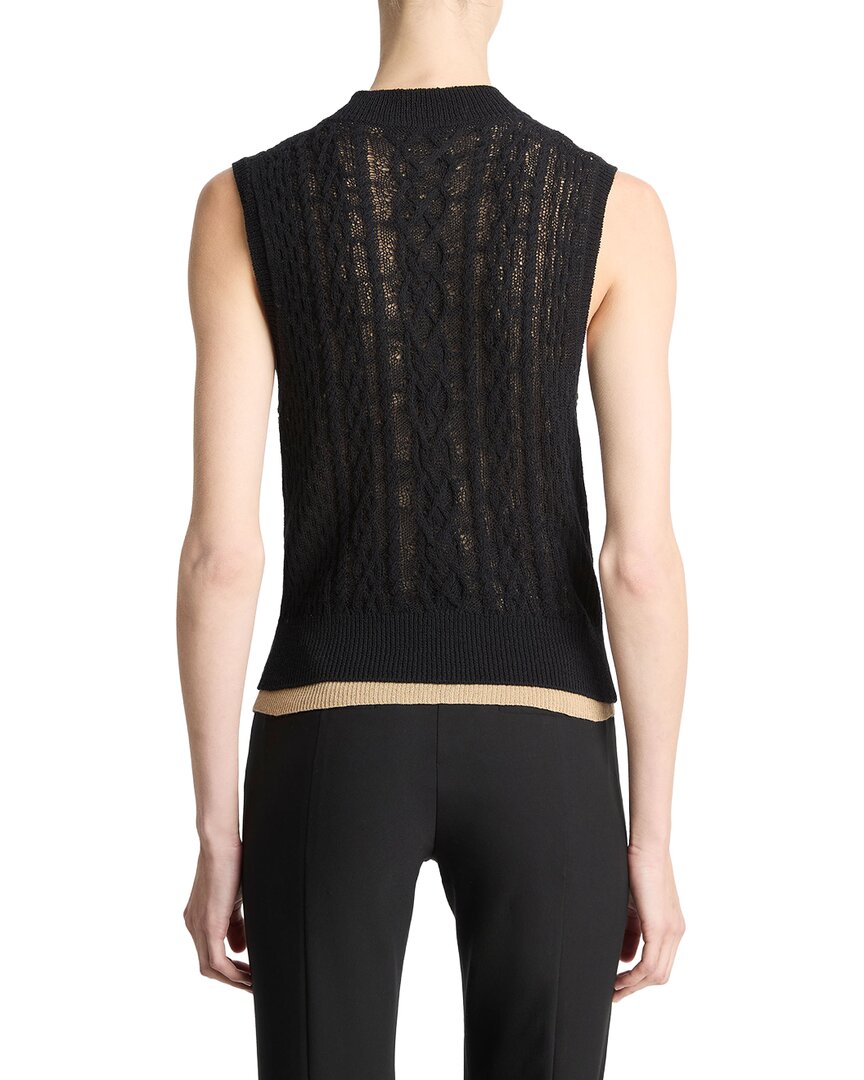 Vince | Womens | Cable Double Layer Wool-Blend Shell | Black