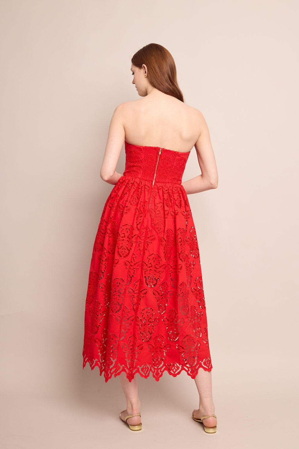 Torres Dress | Red Embroidered Eyelet