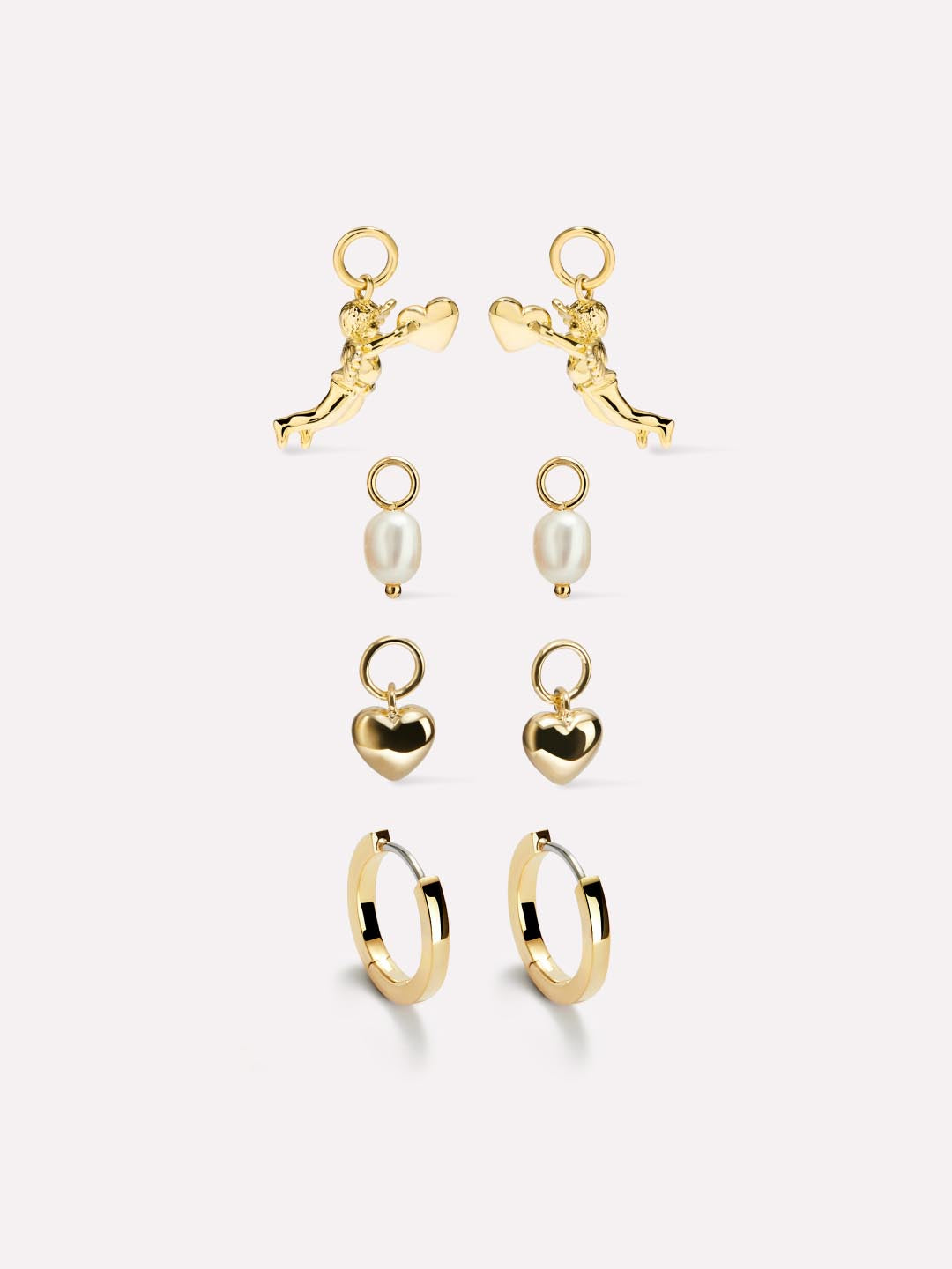 14K Gold Plated Pearl Cherub Heart Love Vday Bundle Earring Charms For Women Ana Luisa Lovestruck Starter Kit