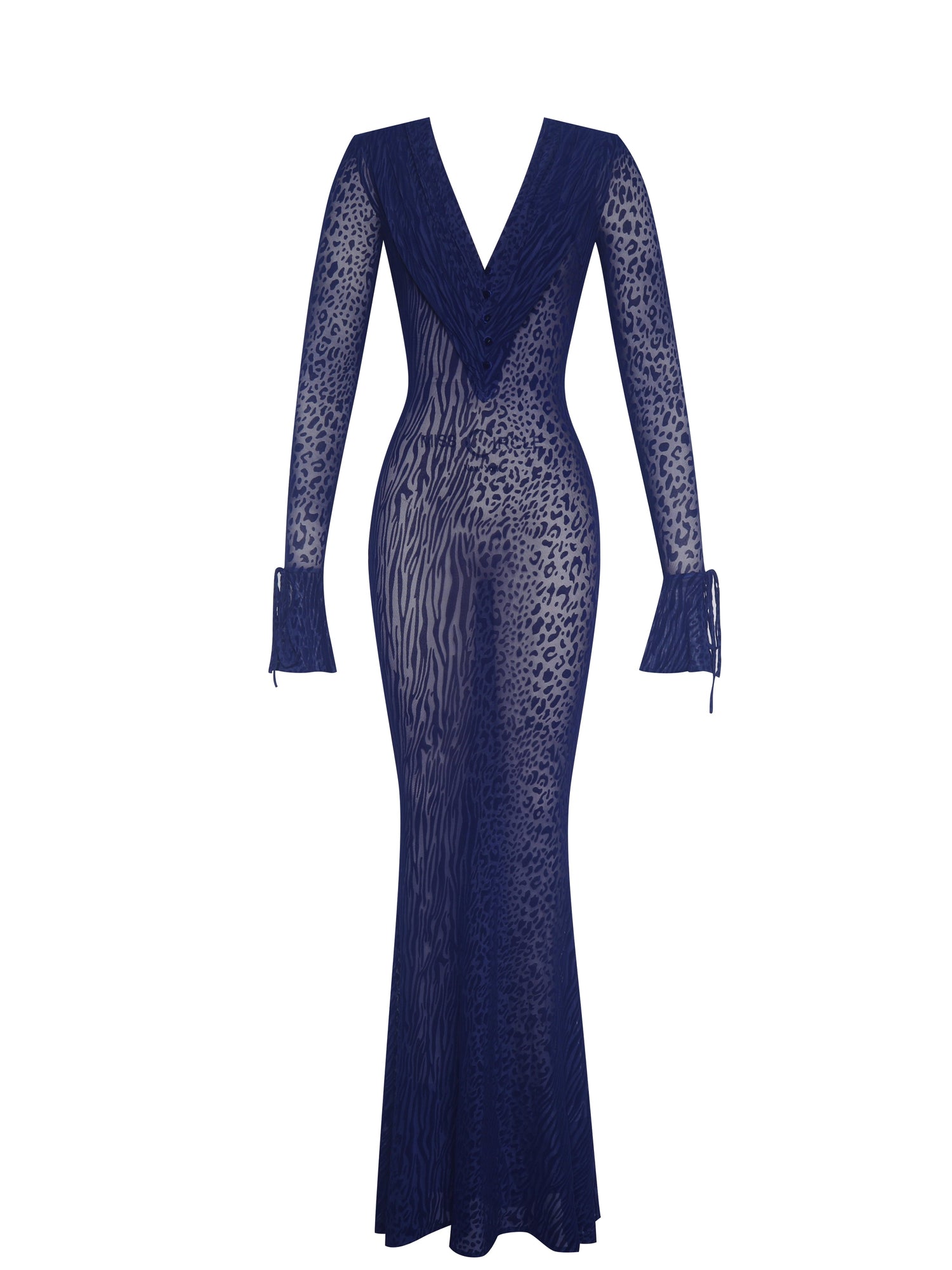 Ilyse V-Neck Plunge Animal Print Mermaid Hem Maxi Dress | Navy